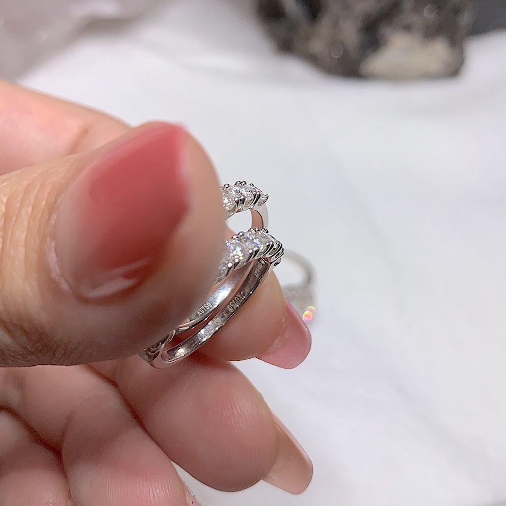 4ct tw square halo round brilliant bridal ring set - Picture 9 of 12